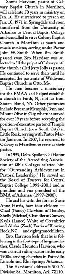  Sonny Harvison, pastor of Calvary Baptist Church in Morrilton, will celebrate 50 years in ministry on Jan  10  He su   
