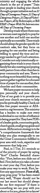 ministry and engaging the whole church in the act of prayer.” Train your people in leading your church through a pray...