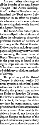  Are you taking advantage of all the benefits of the new Baptist Trumpet Total Access Subscription? The Baptist Trump...