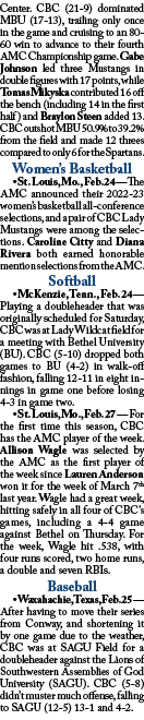 Center. CBC (21 9) dominated MBU (17 13), trailing only once in the game and cruising to an 80 60 win to advance to t...