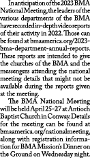  In anticipation of the 2023 BMA National Meeting, the leaders of the various departments of the BMA have recorded in...