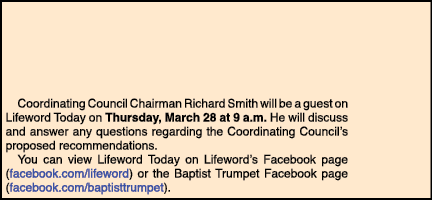 Coordinating Council Chairman Richard Smith will be a guest on Lifeword Today on Thursday, March 28 at 9 a.m. He wil...