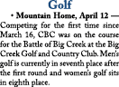 Golf   Mountain Home, April 12 — Competing for the first time since March 16, CBC was on the course for the Battle of   