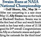 Swaim Runs at NAIA National Championship • Gulf Shores, Ala., May 26 — After not competing in a race since May 15, Al...