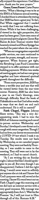 ally enjoyed the experience  God bless you, thank you for your prayers   Grace, Green Forest: Carter Pearce writes,     