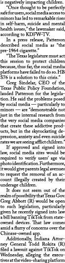 is negatively impacting children. “Once thought to be perfectly safe for users, social media access to minors has led...